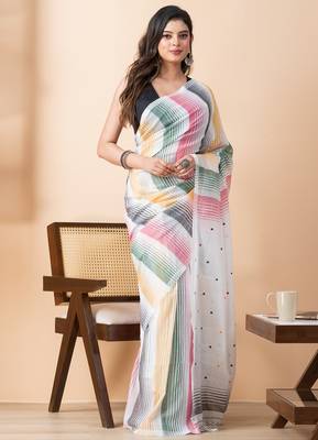 Colorful handloom mark mul cotton jamdani saree 4