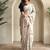 Beige Tussar silk blend Embroidered Saree