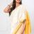 White & yellow handloom mark mul cotton jamdani saree