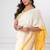 White & yellow handloom mark mul cotton jamdani saree