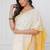 White & yellow handloom mark mul cotton jamdani saree