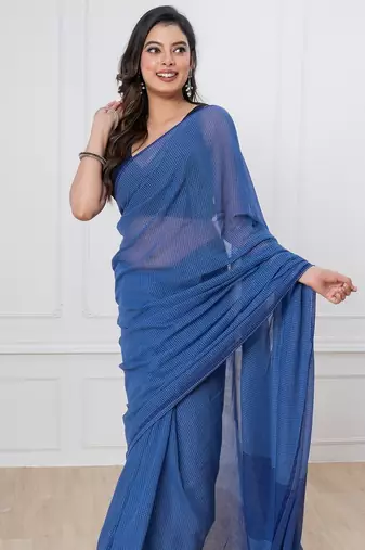 Navy blue handloom mark mul cotton all over small checks with tassels saree
