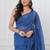 Navy blue handloom mark mul cotton all over small checks with tassels saree