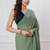 Light green handloom mark mul cotton all over small checks with tassels saree