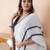 White solid mul cotton with dual stripes and tassels saree