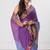 Indigo colorblocked mul cotton with zari stripes and tassels saree