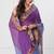 Indigo colorblocked mul cotton with zari stripes and tassels saree