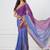 Indigo colorblocked mul cotton with zari stripes and tassels saree