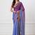 Indigo colorblocked mul cotton with zari stripes and tassels saree