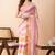 Orange colorblocked mul cotton with broad stripes, zari and tassels saree