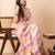 Orange colorblocked mul cotton with broad stripes, zari and tassels saree
