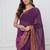 Purple solid mul cotton with zari stripes and tassels saree