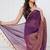 Purple solid mul cotton with zari stripes and tassels saree