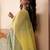 Yellow colorblocked mul cotton with stripes and tassels saree