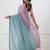 Sky blue colorblocked mul cotton with stripes and tassels saree