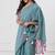 Sky blue colorblocked mul cotton with stripes and tassels saree