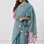 Sky blue mul cotton stripes tassels saree without blouse