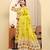 Yufta yellow ethnic motifs sequins work straight kurta trouser dupatta set