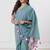 Sky blue colorblocked mul cotton with stripes and tassels saree
