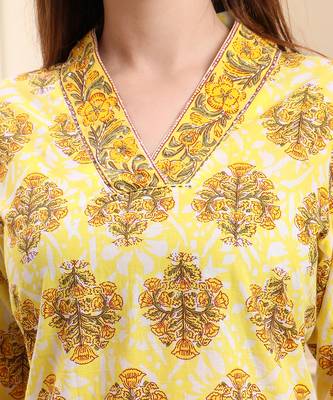 yellow ethnic motifs sequins work straight kurta trouser dupatta set 4