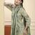 Yufta green pure cotton floral thread work straight kurta trouser dupatta set