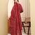 Yufta maroon pure cotton floral sequins work a-line kurta trouser dupatta set