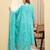 Yufta blue pure cotton floral thread work anarkali kurta trouser dupatta set