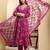 Yufta pink pure cotton thread work anarkali kurta trouser dupatta set