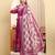 Yufta pink pure cotton thread work anarkali kurta trouser dupatta set