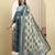 Yufta blue pure cotton thread work anarkali kurta trouser dupatta set