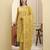 Yufta yellow pure cotton thread work straight kurta trouser dupatta set