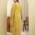 Yufta yellow pure cotton thread work straight kurta trouser dupatta set