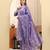 Yufta purple pure cotton thread work straight kurta trouser dupatta set
