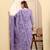 Yufta purple pure cotton thread work straight kurta trouser dupatta set