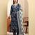 Yufta navy blue pure cotton kurta dupatta pant set