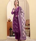 violet pure cotton kurta dupatta pant set