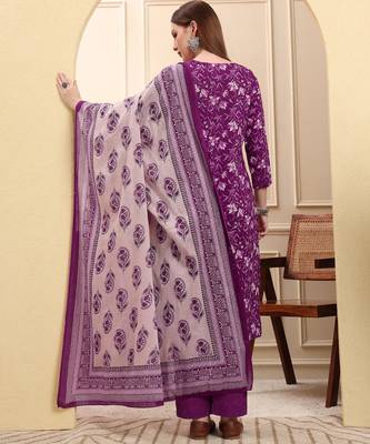 violet pure cotton kurta dupatta pant set 3