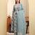 Yufta sky blue pure cotton thread work anarkali kurta trouser dupatta set