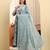 Yufta sky blue pure cotton thread work anarkali kurta trouser dupatta set