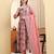 Yufta light pink pure cotton thread work anarkali kurta trouser dupatta set