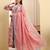 Yufta light pink pure cotton thread work anarkali kurta trouser dupatta set