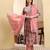 Yufta light pink pure cotton thread work anarkali kurta trouser dupatta set