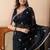 Black handloom mark mul cotton jamdani weaving saree