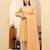 Yufta yellow pure cotton beads and stones straight kurta trouser dupatta set