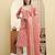 Yufta pink pure cotton beads and stones straight kurta trouser dupatta set