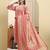Yufta pink pure cotton beads and stones straight kurta trouser dupatta set