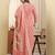 Yufta pink pure cotton beads and stones straight kurta trouser dupatta set