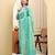 Yufta sea green pure cotton beads and stones straight kurta trouser dupatta set