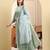 Yufta sea green pure cotton floral sequins-work straight kurta trouser dupatta set