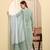 Yufta sea green pure cotton floral sequins-work straight kurta trouser dupatta set